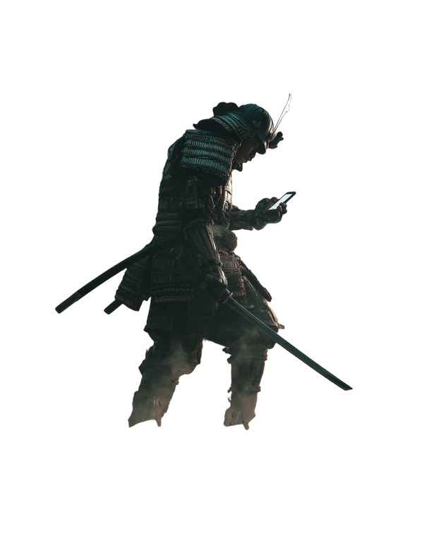 Samurai With Phone Vinyl Car Decal Sticker – Waterproof & UV-Resistant 8.0"