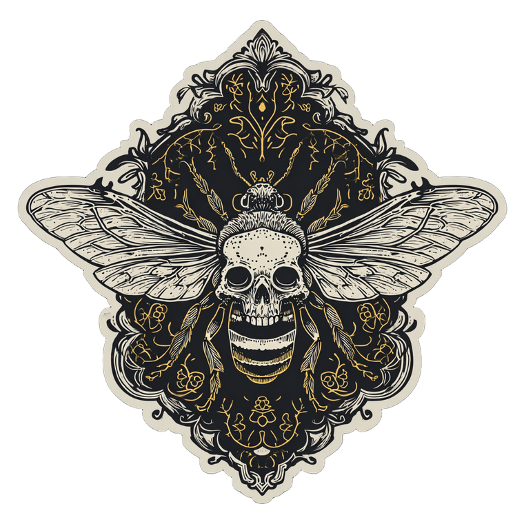 Skull And Bumblebee Emblem Vinyl Car Decal Sticker – Waterproof & UV-Resistant 3.4133333333333336"