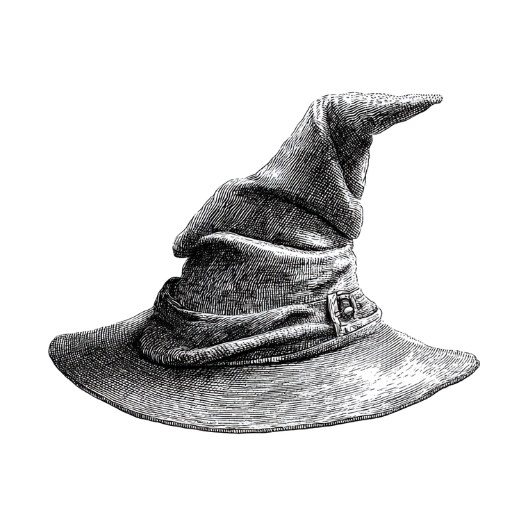 Sorting Hat Illustration Vinyl Car Decal Sticker – Waterproof & UV-Resistant 3.4133333333333336"
