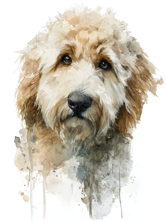 Goldendoodle Watercolor Portrait Vinyl Car Decal Sticker – Waterproof & UV-Resistant 8.213333333333333"