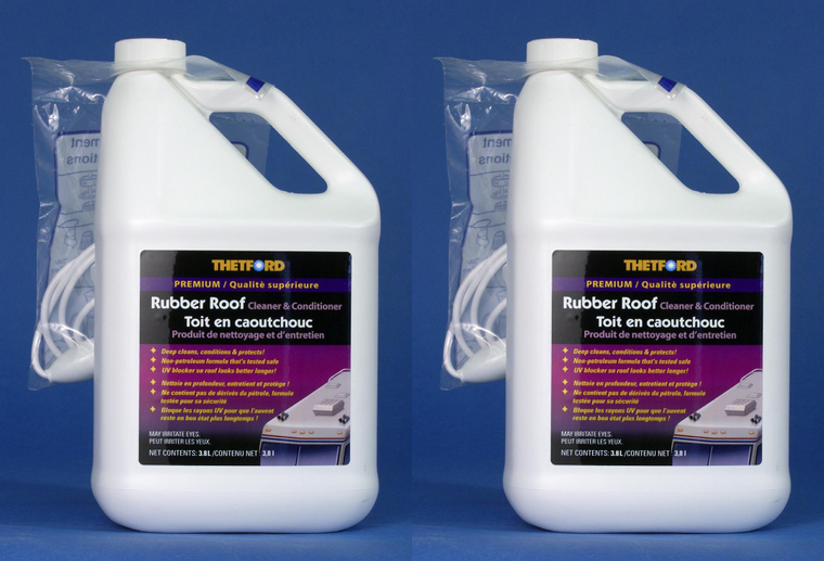 2x Thetford Rubber Roof Cleaner | Deep Cleans & Conditions RV Roof | Removes Oxidation, Tree Sap, Bird Droppings | 1 Gallon Bottle