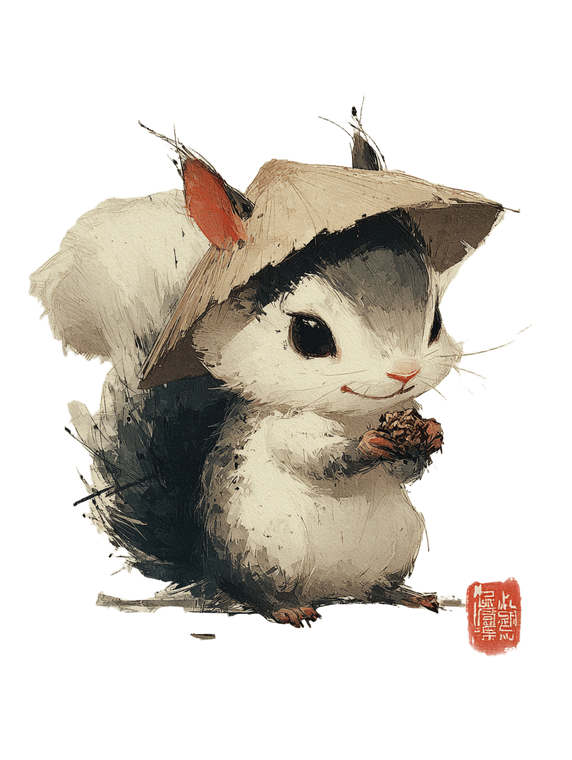 Anthropomorphic Squirrel Painting Vinyl Car Decal Sticker – Waterproof & UV-Resistant 4.1066666666666665"