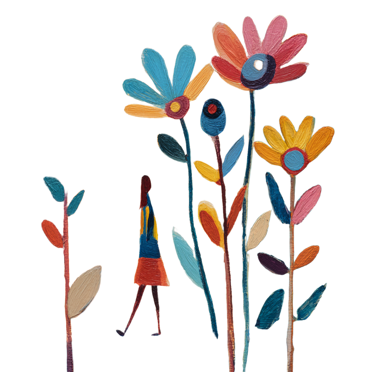 Floral Folk Figure Vinyl Car Decal Sticker – Waterproof & UV-Resistant 3.4133333333333336"