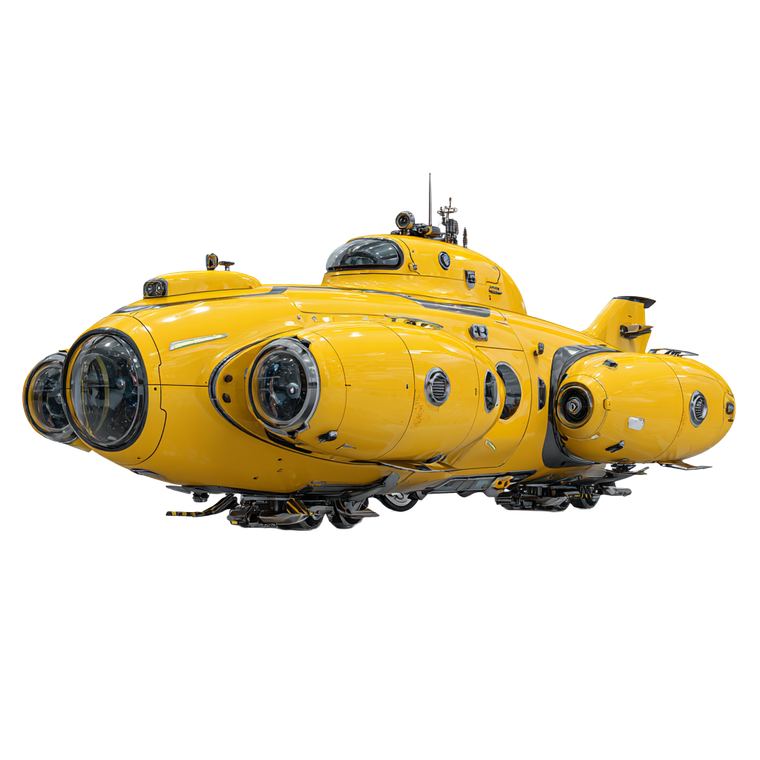 Yellow Futuristic Submarine Vinyl Car Decal Sticker – Waterproof & UV-Resistant 3.4133333333333336"