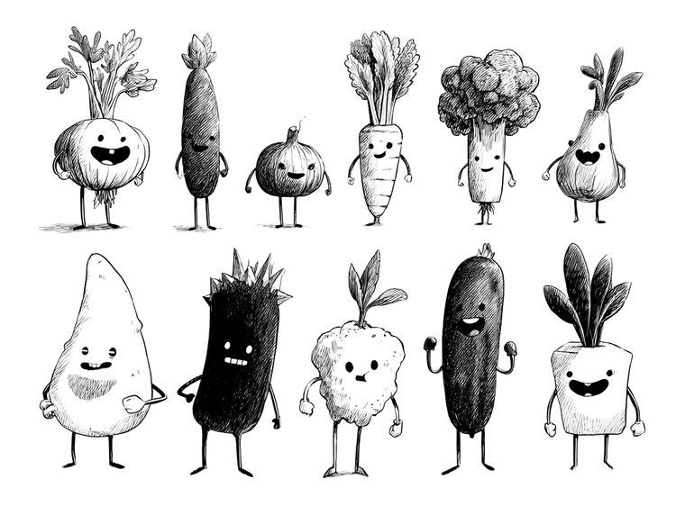 Vegetable Character Drawing Vinyl Car Decal Sticker – Waterproof & UV-Resistant 6.1866666666666665"