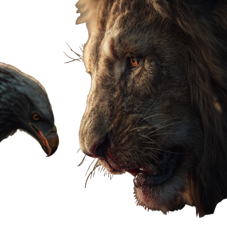 Lion Feasting Eagle Vinyl Car Decal Sticker – Waterproof & UV-Resistant 3.4133333333333336"
