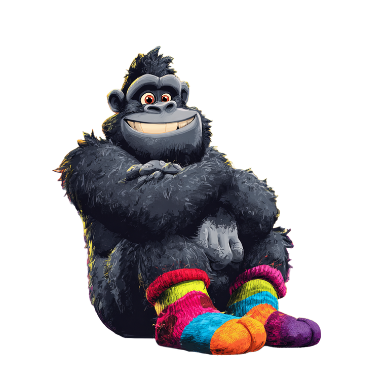 Smiling Gorilla Socks Vinyl Car Decal Sticker – Waterproof & UV-Resistant 6.826666666666667"