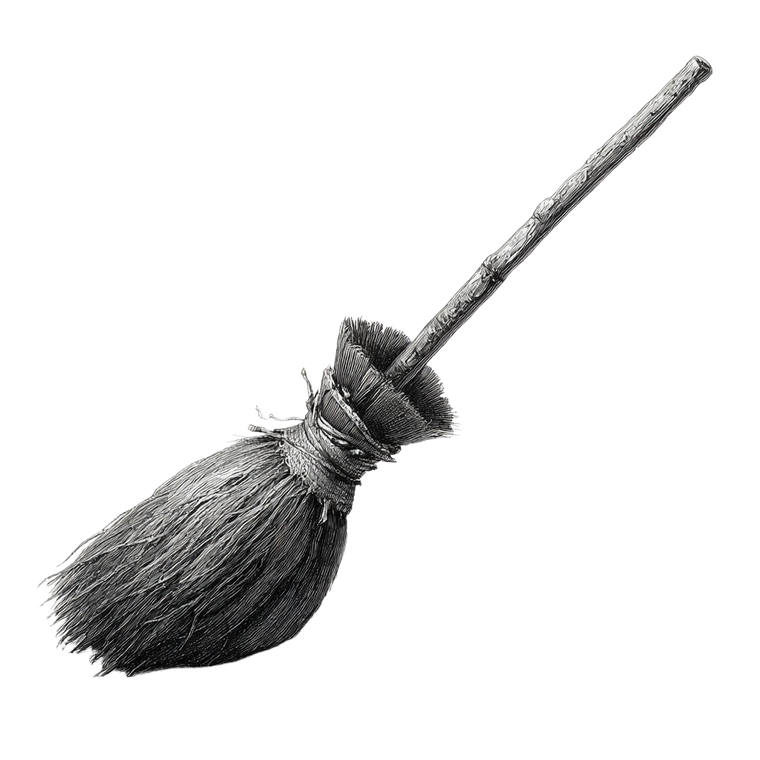 Vintage Witch Broom Vinyl Car Decal Sticker – Waterproof & UV-Resistant 3.4133333333333336"