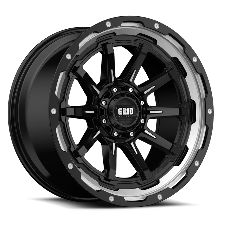 Transform Your Vehicle with Grid Wheels | 20x10 Gloss Black With Milled Accents | 1 Piece Cast Aluminum Construction