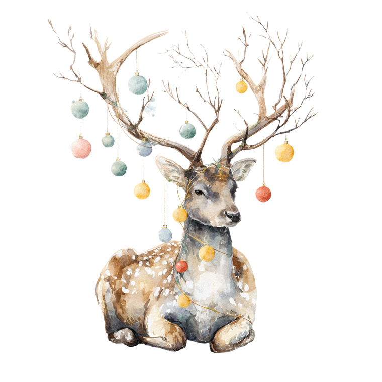 Deer With Decorated Antlers Vinyl Car Decal Sticker – Waterproof & UV-Resistant 3.4133333333333336"