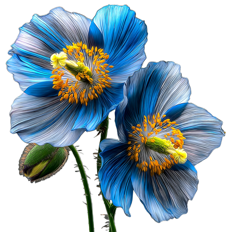 Himalayan Blue Poppies V2 Vinyl Car Decal Sticker – Waterproof & UV-Resistant 6.826666666666667"