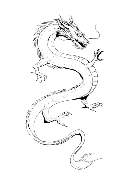Asian Dragon Drawing V4 Vinyl Car Decal Sticker – Waterproof & UV-Resistant 4.32"