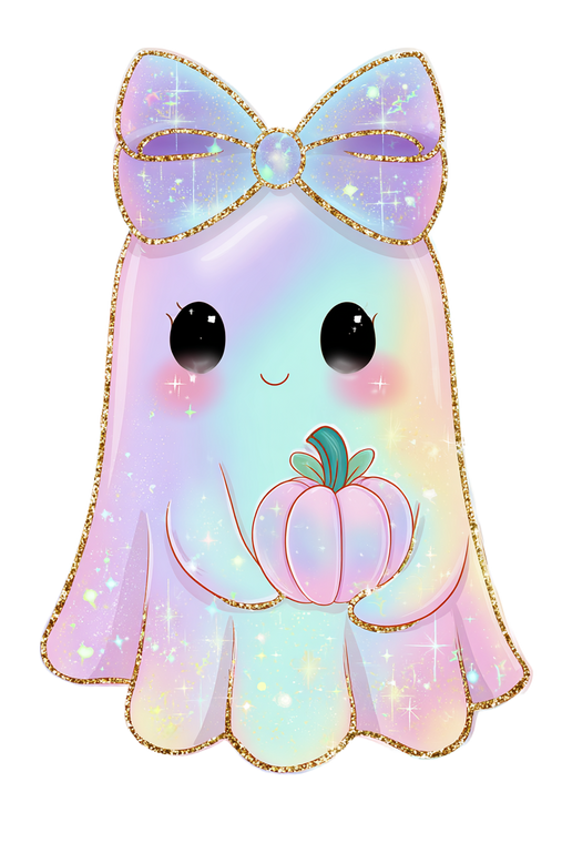 Kawaii Rainbow Ghost V4 Vinyl Car Decal Sticker – Waterproof & UV-Resistant 8.96"