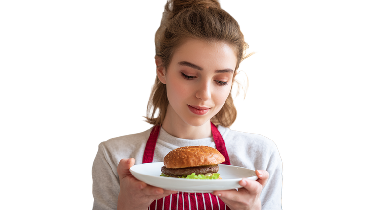 Nordic Girl With Hamburger V2 Vinyl Car Decal Sticker – Waterproof & UV-Resistant 2.72"