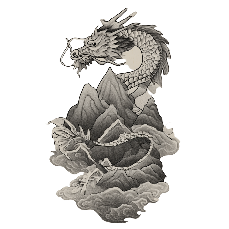 Chinese Dragon Mountain Vinyl Car Decal Sticker – Waterproof & UV-Resistant 3.4133333333333336"