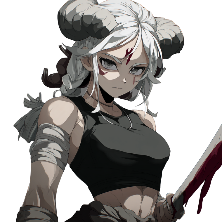 Buff Demon Girl Vinyl Car Decal Sticker – Waterproof & UV-Resistant 3.4133333333333336"