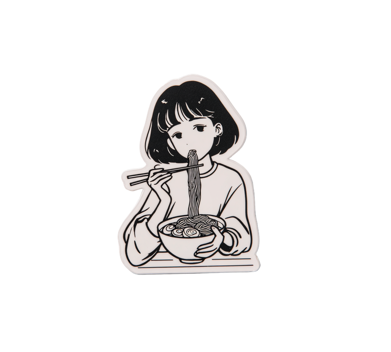 Girl Eating Ramen V5 Vinyl Car Decal Sticker – Waterproof & UV-Resistant 3.4133333333333336"