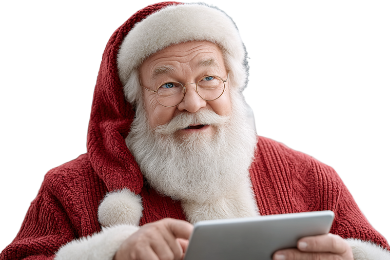 Tech-Savvy Santa Vinyl Car Decal Sticker – Waterproof & UV-Resistant 5.97333333333333