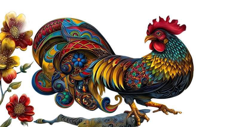 Stylized Folk Rooster V2 Vinyl Car Decal Sticker – Waterproof & UV-Resistant 2.72"