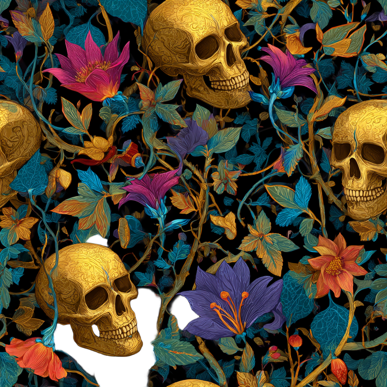Golden Skull Vines Vinyl Car Decal Sticker – Waterproof & UV-Resistant 3.4133333333333336"