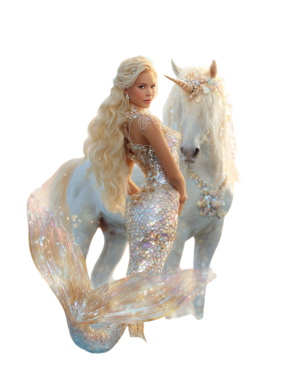 Enchanted Mermaid Unicorn Vinyl Car Decal Sticker – Waterproof & UV-Resistant 8.213333333333333"