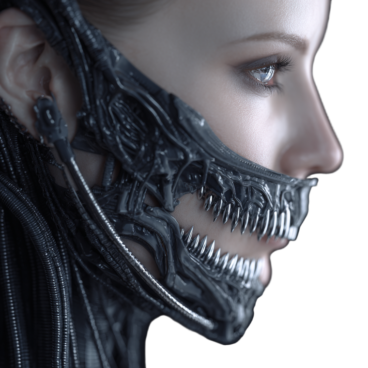 Futuristic Alien Mask V2 Vinyl Car Decal Sticker – Waterproof & UV-Resistant 3.4133333333333336"