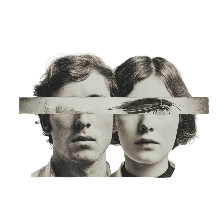 Surrealist Sibling Portrait Vinyl Car Decal Sticker – Waterproof & UV-Resistant 6.826666666666667"