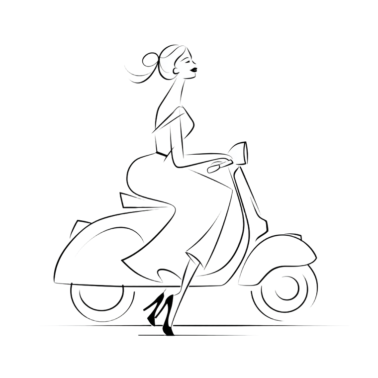 Retro Scooter Girl Vinyl Car Decal Sticker – Waterproof & UV-Resistant 3.4133333333333336"