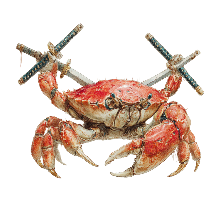 Crab With Nunchucks V2 Vinyl Car Decal Sticker – Waterproof & UV-Resistant 3.4133333333333336"