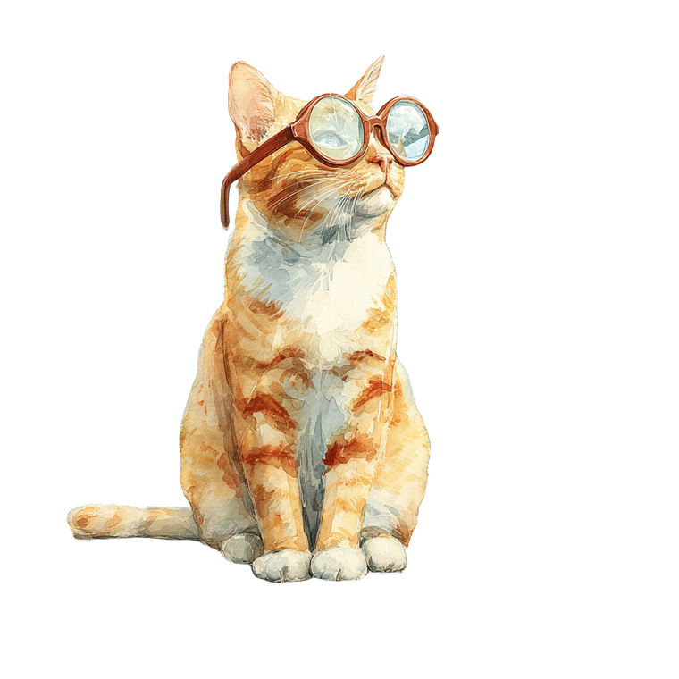 Cat In Glasses V4 Vinyl Car Decal Sticker – Waterproof & UV-Resistant 3.4133333333333336"