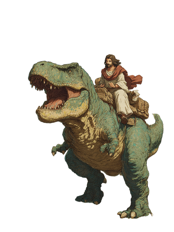 Jesus Dinosaur Ride V2 Vinyl Car Decal Sticker – Waterproof & UV-Resistant 8.213333333333333"