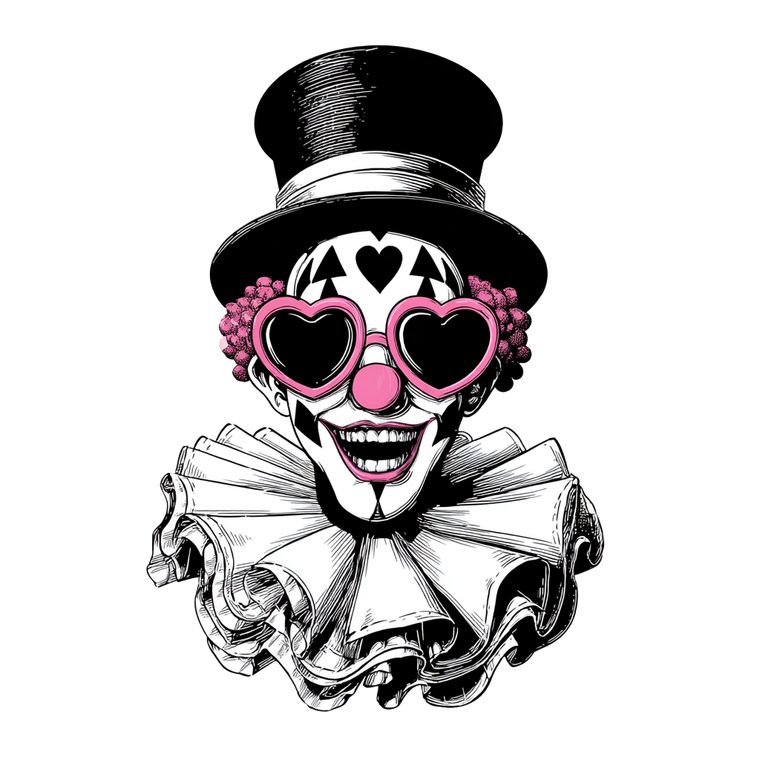 Creepy Carnival Clown Vinyl Car Decal Sticker – Waterproof & UV-Resistant 3.4133333333333336"