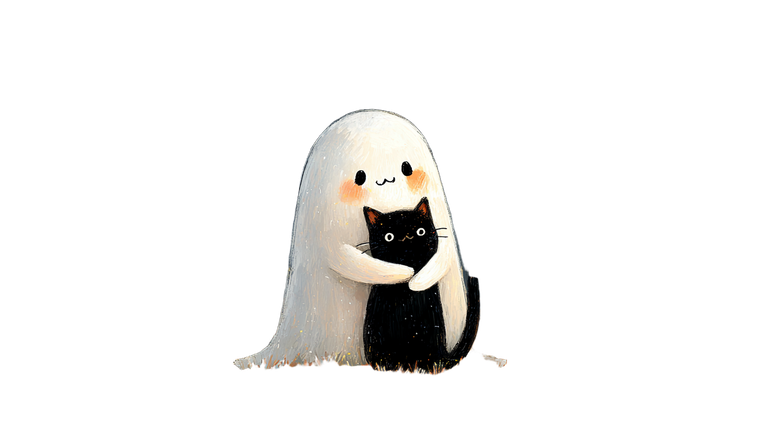 Ghost Hugging Cat V3 Vinyl Car Decal Sticker – Waterproof & UV-Resistant 5.4