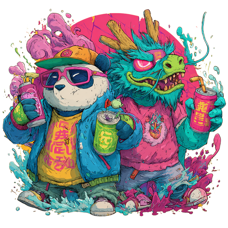 Cyberpunk Panda Dragon V4 Vinyl Car Decal Sticker – Waterproof & UV-Resistant 3.4133333333333336"