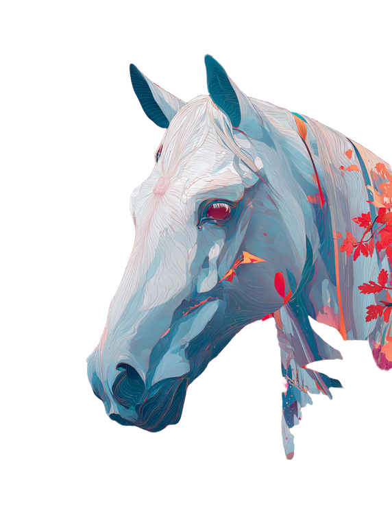 Surreal White Horse V2 Vinyl Car Decal Sticker – Waterproof & UV-Resistant 8.213333333333333"