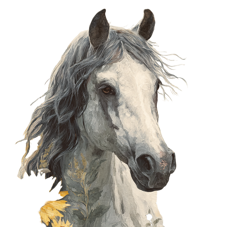 Gray Horse Painting V2 Vinyl Car Decal Sticker – Waterproof & UV-Resistant 3.4133333333333336"