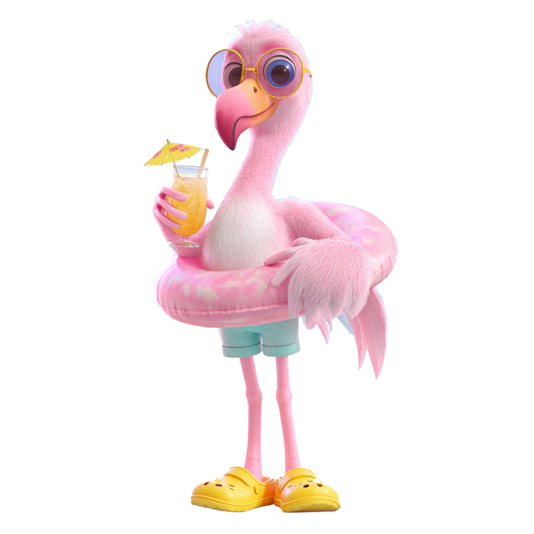 Kawaii Flamingo Character V3 Vinyl Car Decal Sticker – Waterproof & UV-Resistant 6.826666666666667"