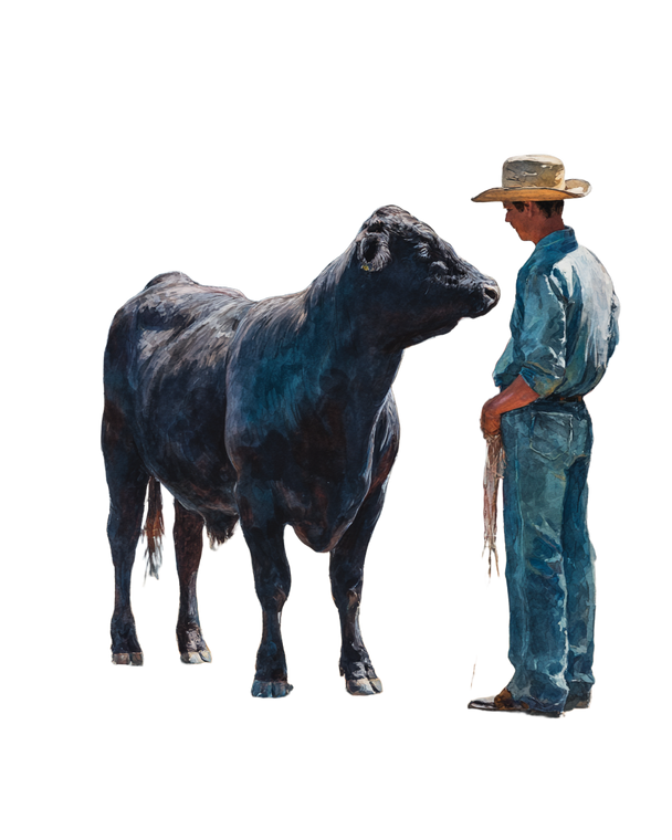 Young Man With Cattle Vinyl Car Decal Sticker – Waterproof & UV-Resistant 4.0"