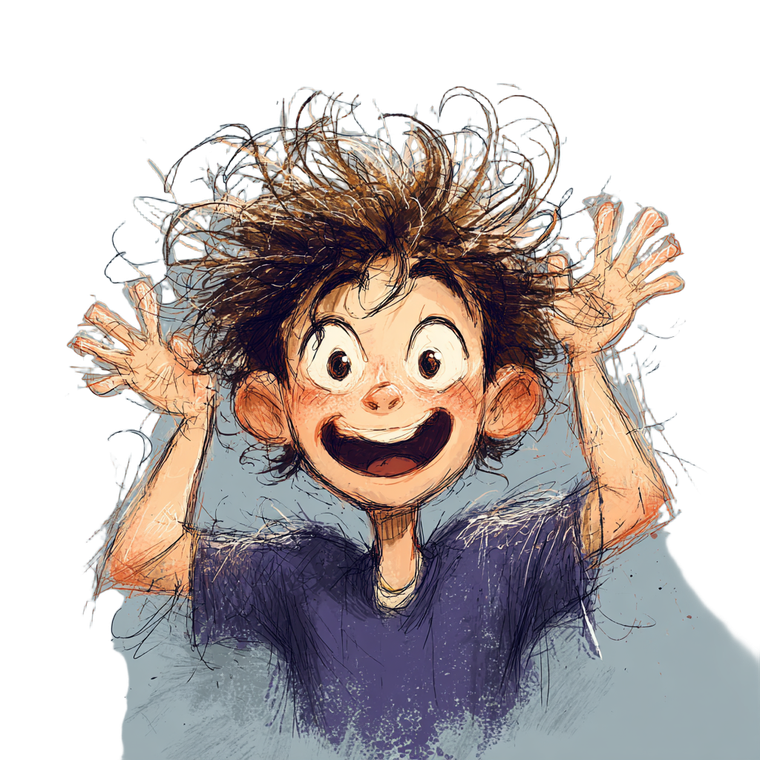 Excited Boy Drawing V2 Vinyl Car Decal Sticker – Waterproof & UV-Resistant 3.4133333333333336"