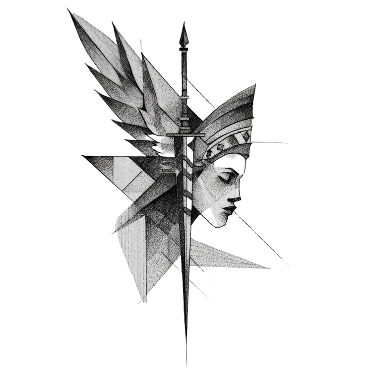 Valkyrie Tattoo Sketch V2 Vinyl Car Decal Sticker – Waterproof & UV-Resistant 3.4133333333333336"
