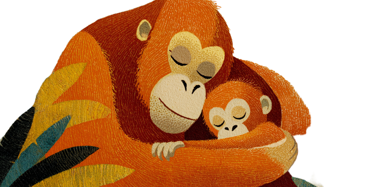Orangutan Mum & Baby Vinyl Car Decal Sticker – Waterproof & UV-Resistant 5.12"