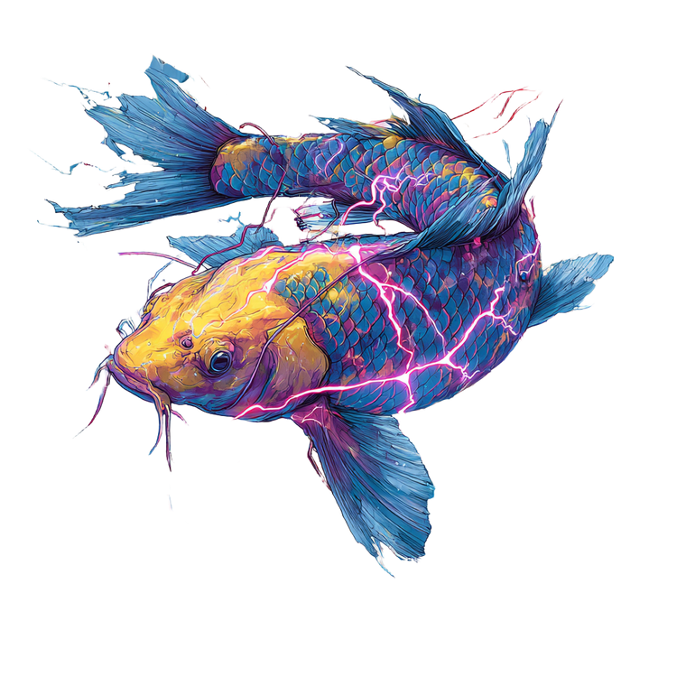 Glitchcore Koi Fish Vinyl Car Decal Sticker – Waterproof & UV-Resistant 6.826666666666667"