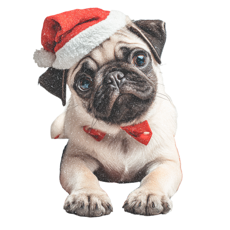 Christmas Pug Vinyl Car Decal Sticker – Waterproof & UV-Resistant 3.4133333333333336"