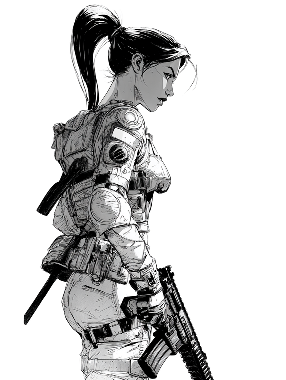 Futuristic Soldier Girl V3 Vinyl Car Decal Sticker – Waterproof & UV-Resistant 4.1066666666666665"