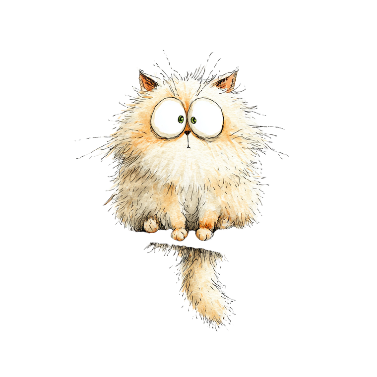 Surprised Fluffy Cat V2 Vinyl Car Decal Sticker – Waterproof & UV-Resistant 3.4133333333333336"