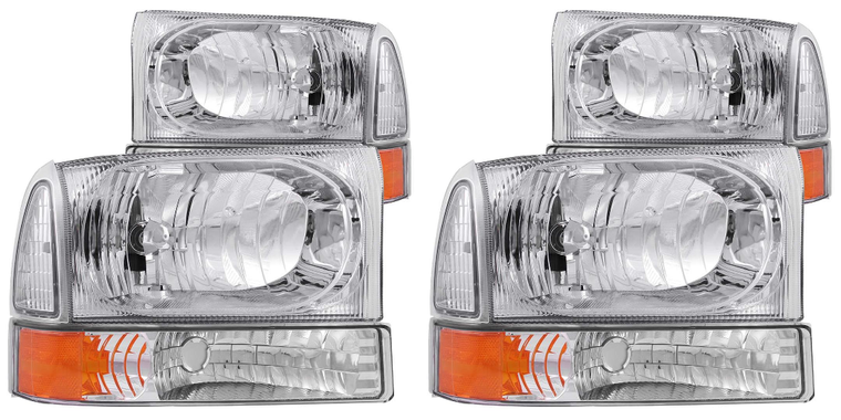 2x Transform your Ford with Crystal Clear Headlight Assembly Set | ANZO USA | Fits Ford F-250 Super Duty,F-350 Super Duty,Excursion,F-450,F-550