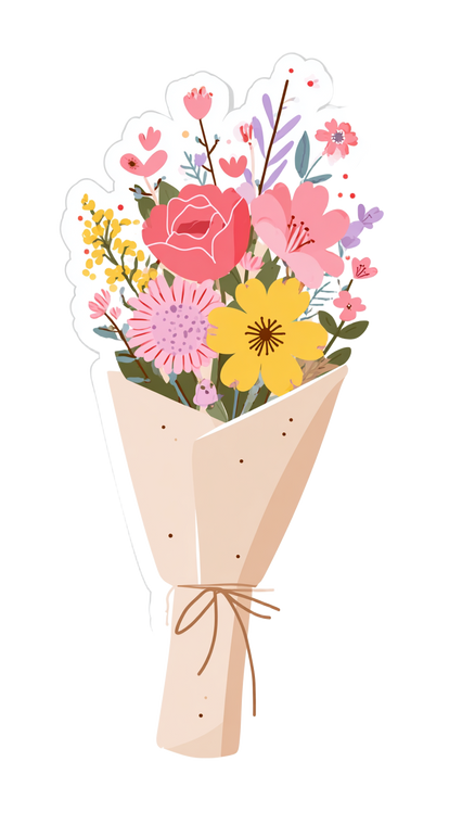 Floral Bouquet Sticker V2 Vinyl Car Decal Sticker – Waterproof & UV-Resistant 4.8533333333333335"