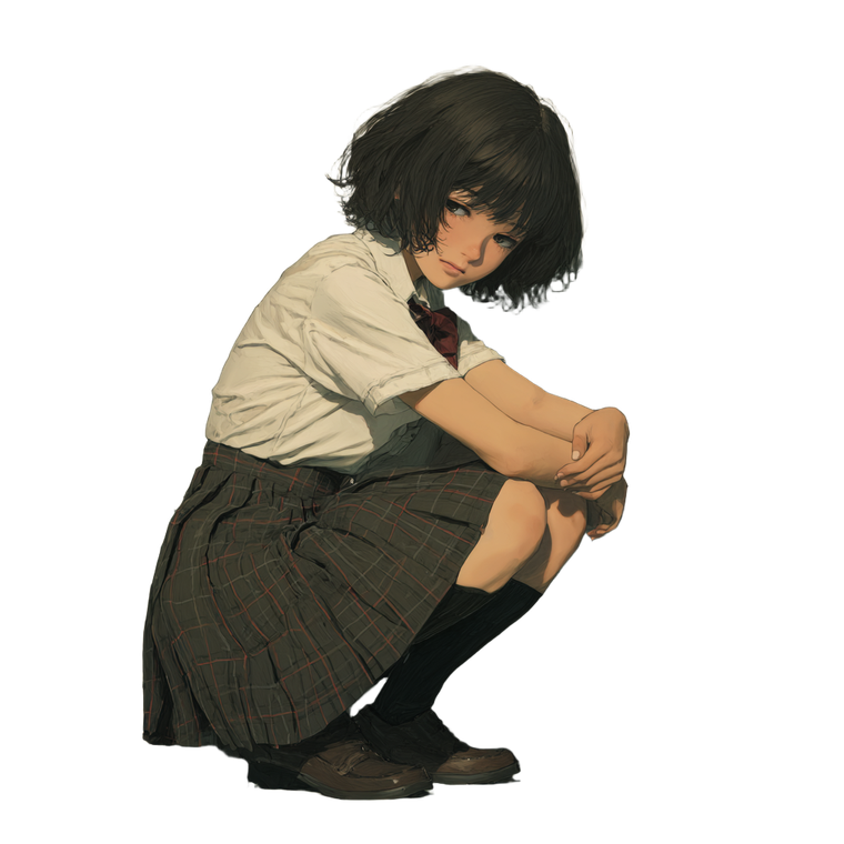 Melancholic Schoolgirl V8 Vinyl Car Decal Sticker – Waterproof & UV-Resistant 3.4133333333333336"