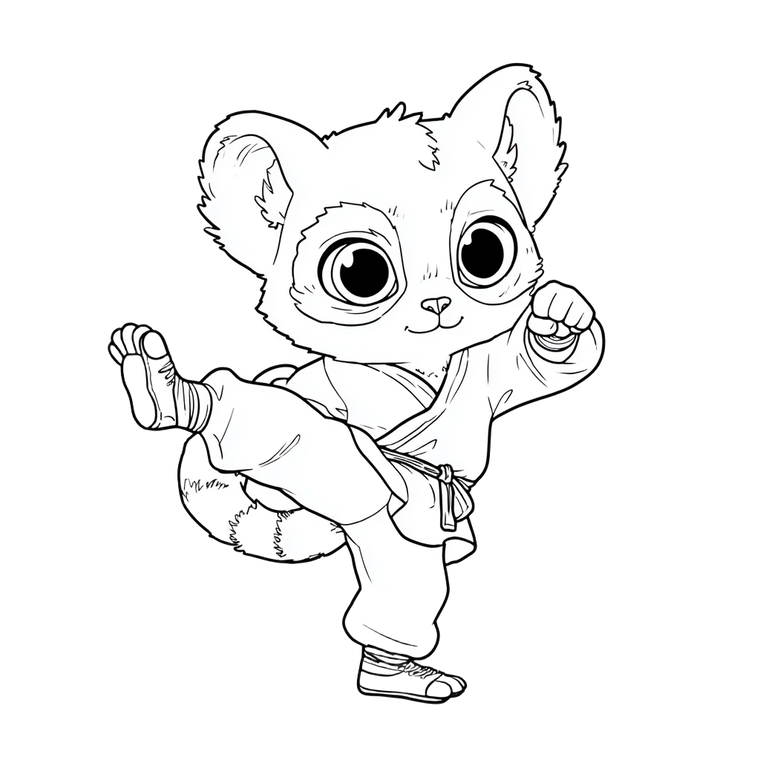 Kawaii Lemur Karate Vinyl Car Decal Sticker – Waterproof & UV-Resistant 3.4133333333333336"
