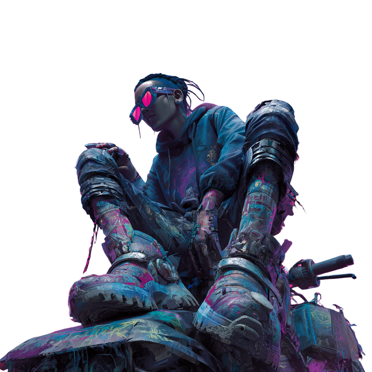 Defiant Cyberpunk Rider Vinyl Car Decal Sticker – Waterproof & UV-Resistant 3.4133333333333336"